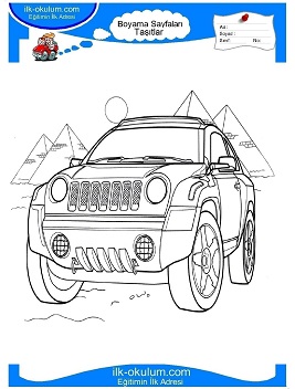 Çocuklar İçin jeep Boyama Sayfaları 
